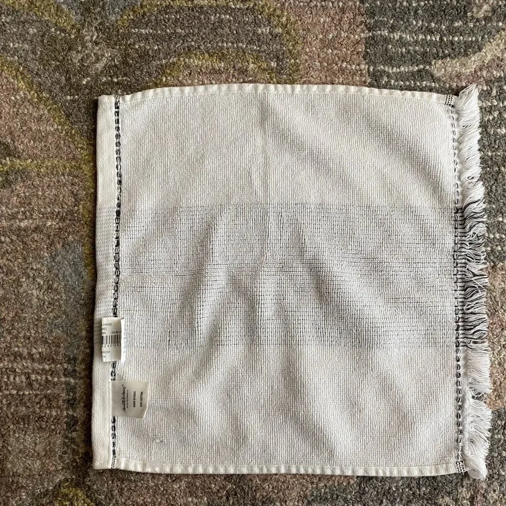 Hearth & Hand Striped Frayed Edging With Ticking Striped Edge 3 Wash Cloths